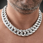 Men’s 999 Fine Silver Curb Chain Necklace, 20mm Heavyweight