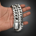 Men’s 999 Fine Silver Curb Chain Necklace, 20mm Heavyweight