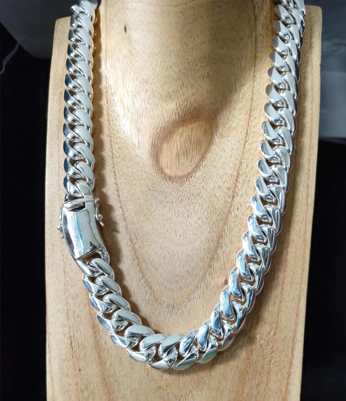 Handmade 999 Solid Silver Curb Chain Necklace - Chunky Men's Jewelry
