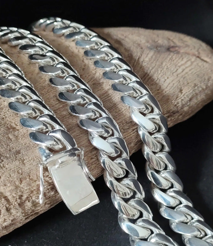 Handmade 999 Solid Silver Curb Chain Necklace - Chunky Men's Jewelry