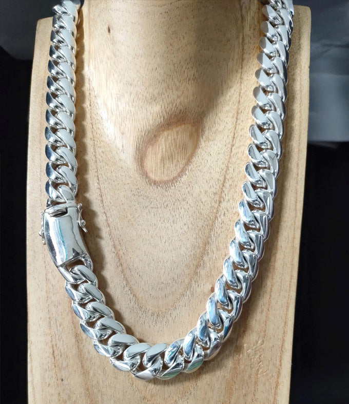 Handmade 999 Solid Silver Curb Chain Necklace - Chunky Men's Jewelry
