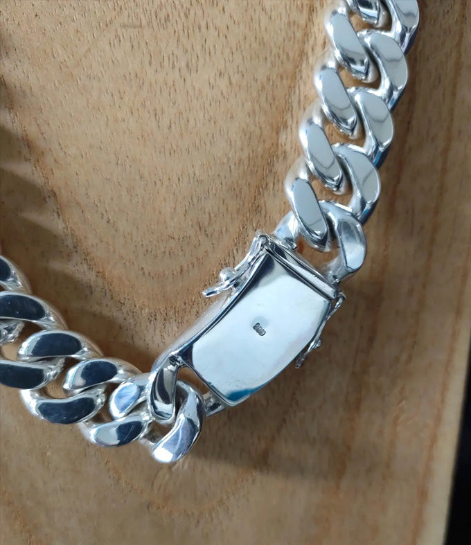 Handmade 999 Solid Silver Curb Chain Necklace - Chunky Men's Jewelry