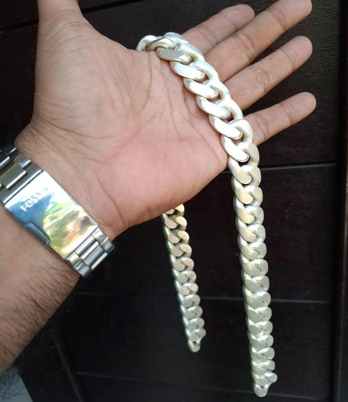 Handmade 999 Solid Silver Curb Chain Necklace - Chunky Men's Jewelry