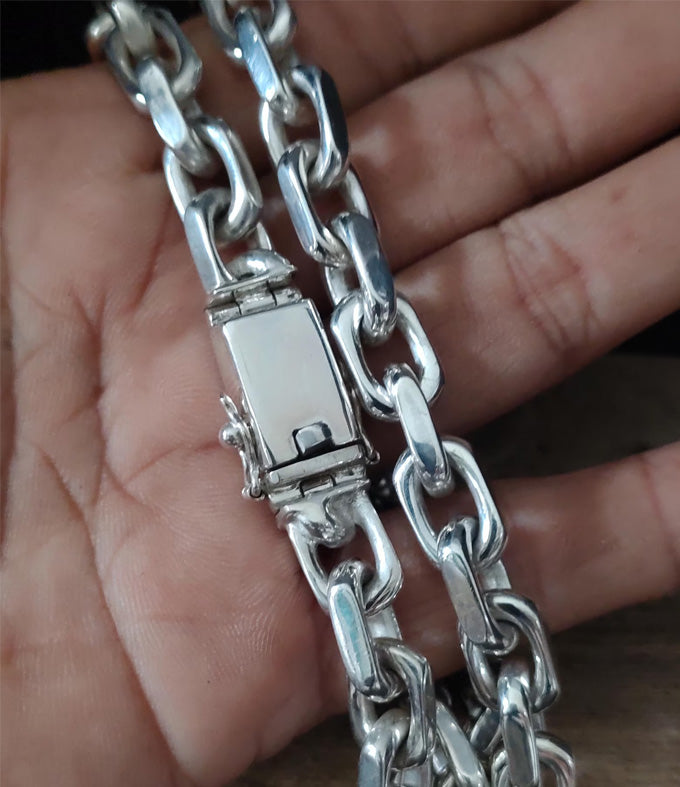 Handmade 999 Sterling Silver Anchor Chain Necklace - Men's Gift