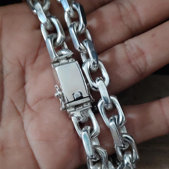 Handmade 999 Fine Silver Anchor Chain Necklace - Men's Gift