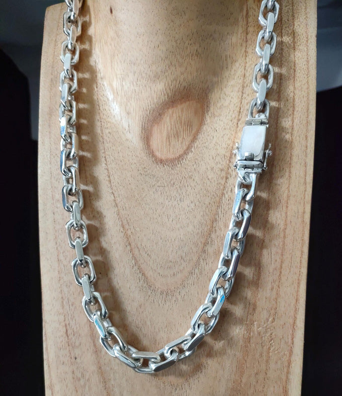 Handmade 999 Sterling Silver Anchor Chain Necklace - Men's Gift