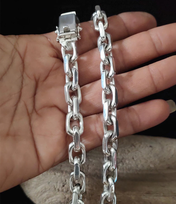 Handmade 999 Sterling Silver Anchor Chain Necklace - Men's Gift