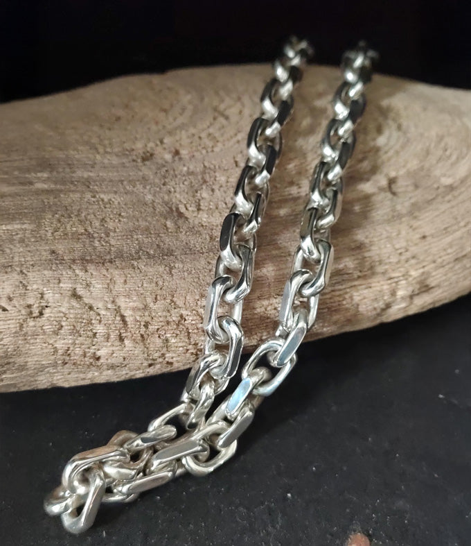 Handmade 999 Sterling Silver Anchor Chain Necklace - Men's Gift