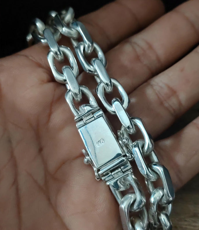 Handmade 999 Sterling Silver Anchor Chain Necklace - Men's Gift