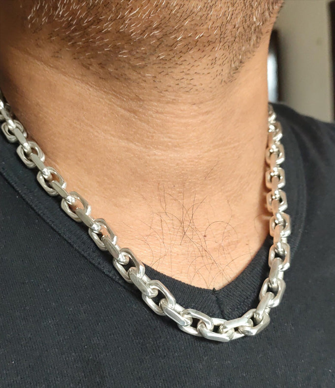 Handmade 999 Sterling Silver Anchor Chain Necklace - Men's Gift