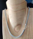 Men’s 999 Pure Silver Foxtail Chain Necklace, 4mm Handmade in Bali