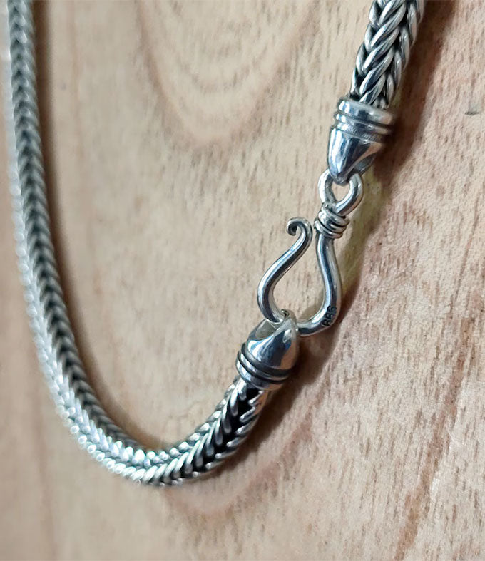 Handmade Bali 999 Silver Foxtail Chain Necklace: Men's Braided Jewelry