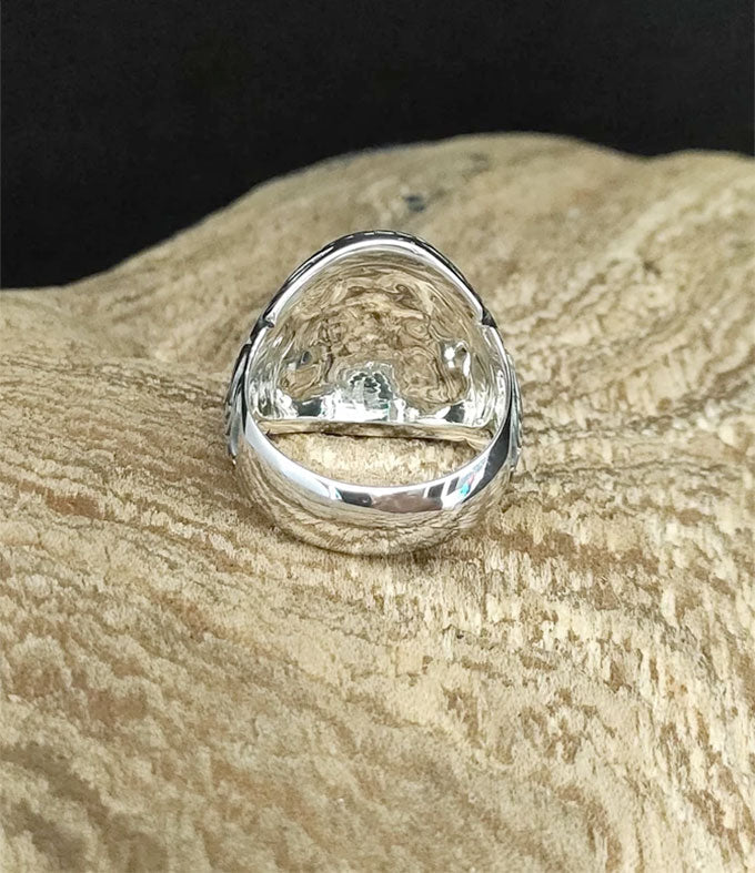 Handmade Sterling Silver Hindu Ring, Tri Sakti Symbol