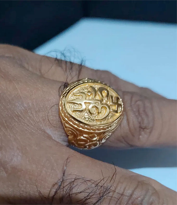 Handmade Sterling Silver Hindu Ring, Tri Sakti Symbol