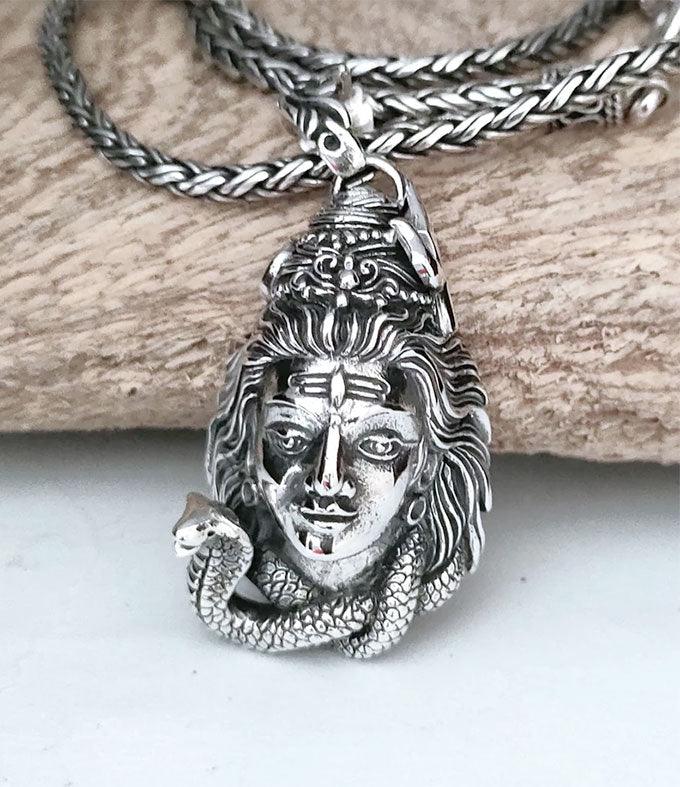 Handmade Sterling Silver Lord Shiva Pendant - Hindu Meditation Necklace