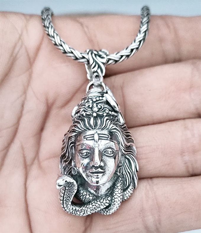 Handmade Sterling Silver Lord Shiva Pendant - Hindu Meditation Necklace