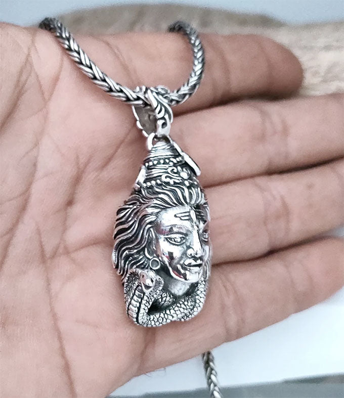 Handmade Sterling Silver Lord Shiva Pendant - Hindu Meditation Necklace