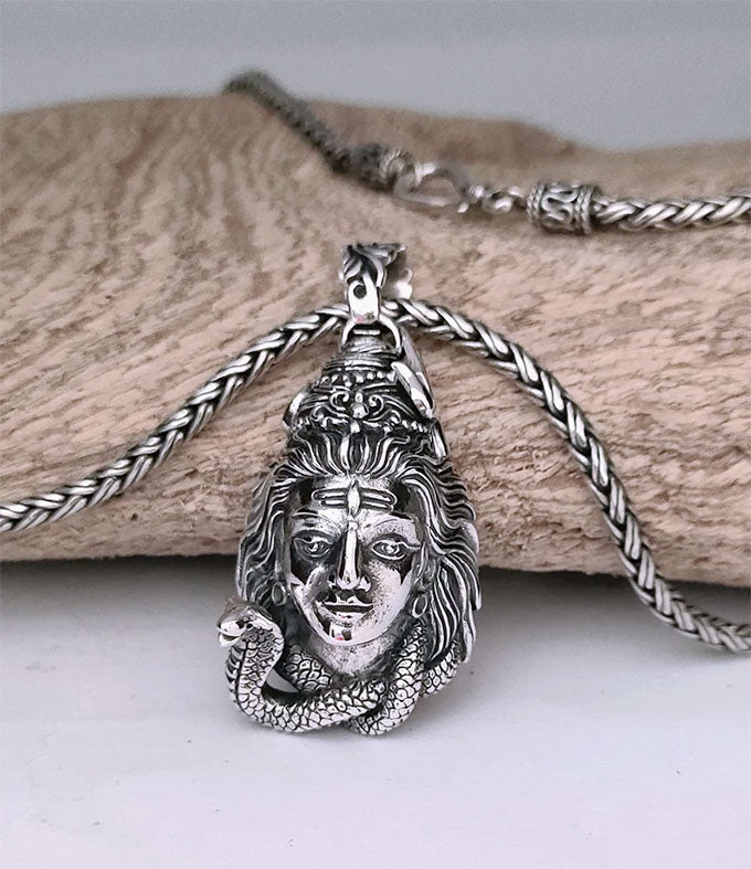 Handmade Sterling Silver Lord Shiva Pendant - Hindu Meditation Necklace