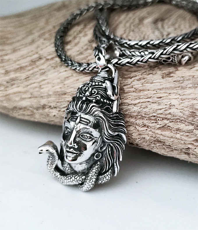 Handmade Sterling Silver Lord Shiva Pendant - Hindu Meditation Necklace