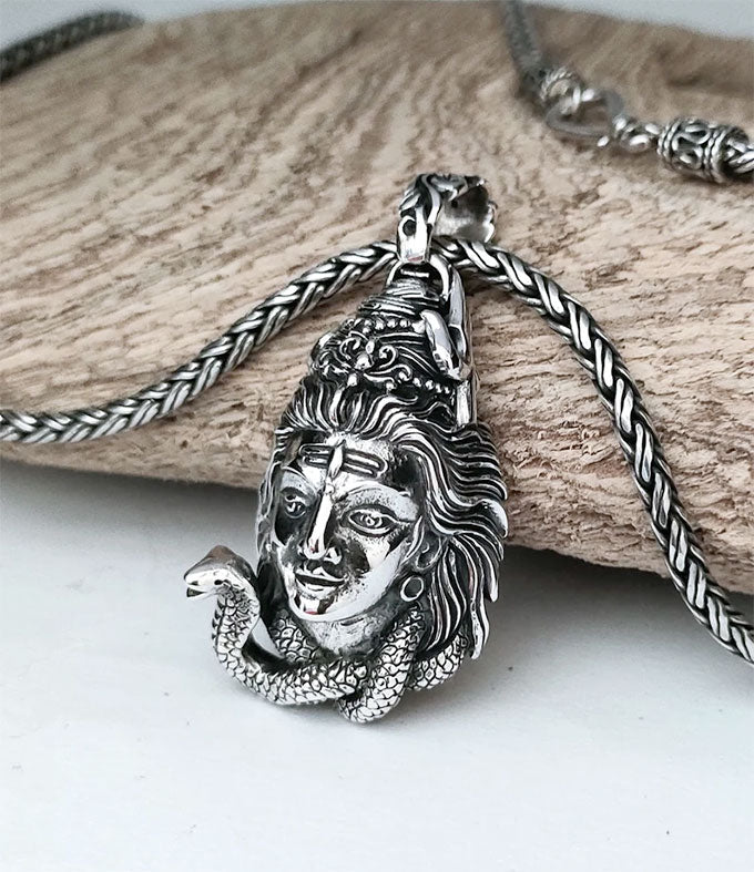 Handmade Sterling Silver Lord Shiva Pendant - Hindu Meditation Necklace