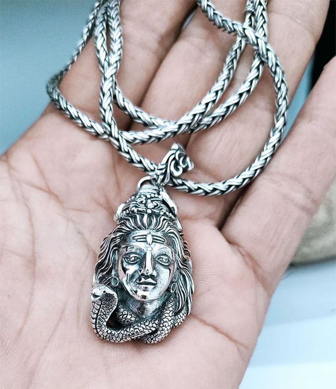 Handmade Sterling Silver Lord Shiva Pendant - Hindu Meditation Necklace