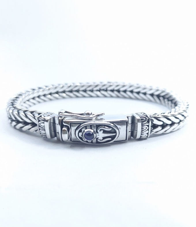 Handmade Sterling Silver Mens Trishul Bracelet, Shiva Trident Jewelry