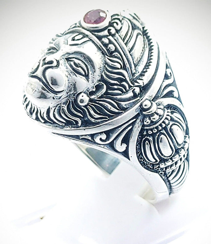 Hanuman, Hindu silver ring, Handmade jewelry, Personalized gift