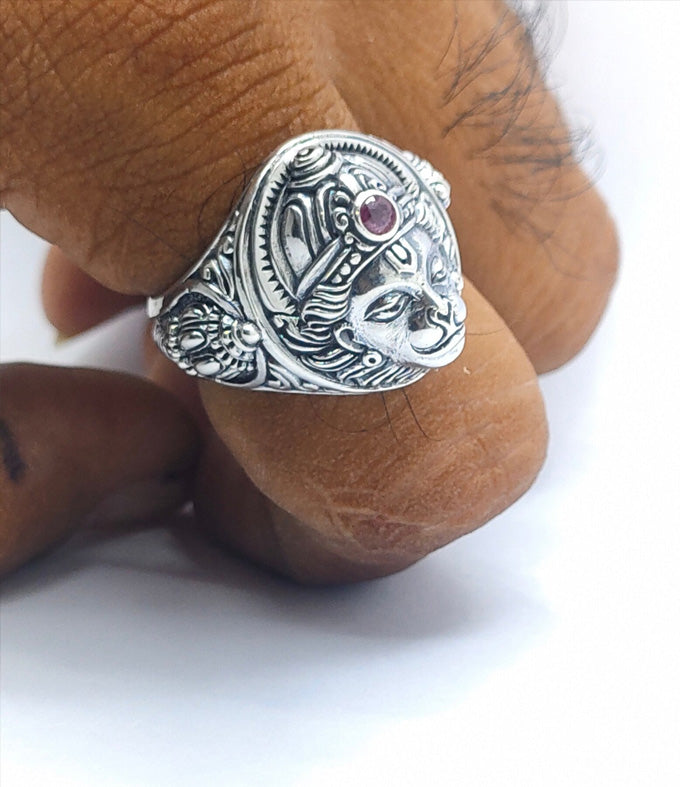 Hanuman, Hindu silver ring, Handmade jewelry, Personalized gift
