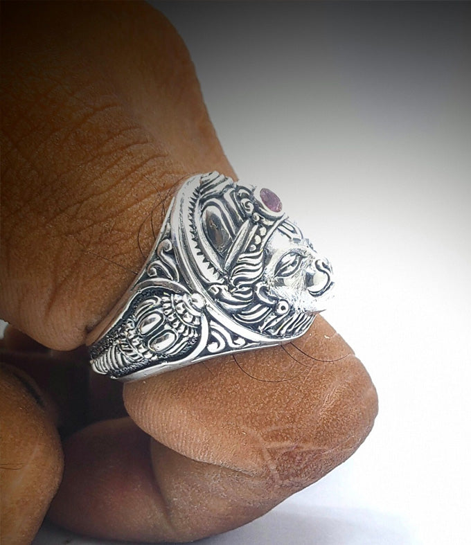Hanuman, Hindu silver ring, Handmade jewelry, Personalized gift