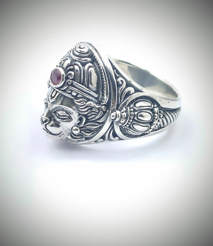 Hanuman, Hindu silver ring, Handmade jewelry, Personalized gift