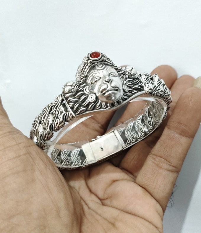 Hanuman Sterling Silver Bracelet, Handmade Hindu Jewelry