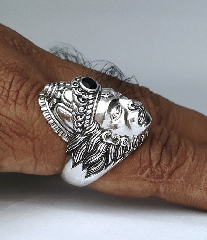Hanuman, men silver ring, Hindu jewelry, handmade jewelry