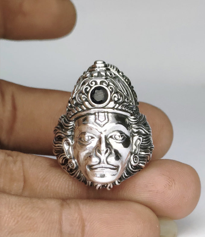 Hanuman, men silver ring, Hindu jewelry, handmade jewelry