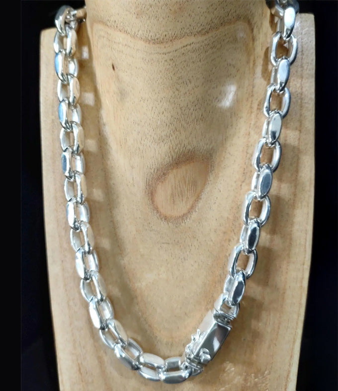 Heavy 999 Silver Anchor Chain Necklace - Handmade Mens Jewelry