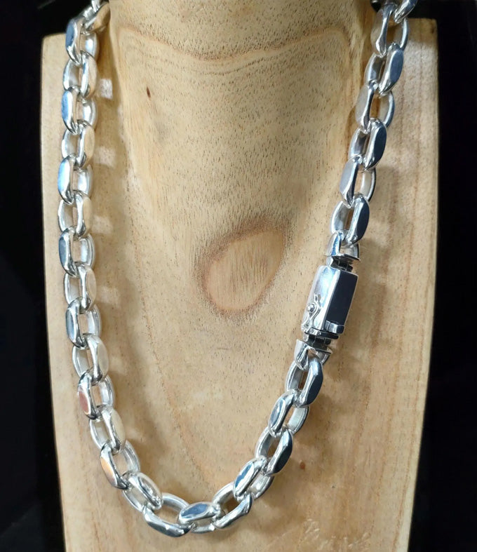 Heavy 999 Silver Anchor Chain Necklace - Handmade Mens Jewelry