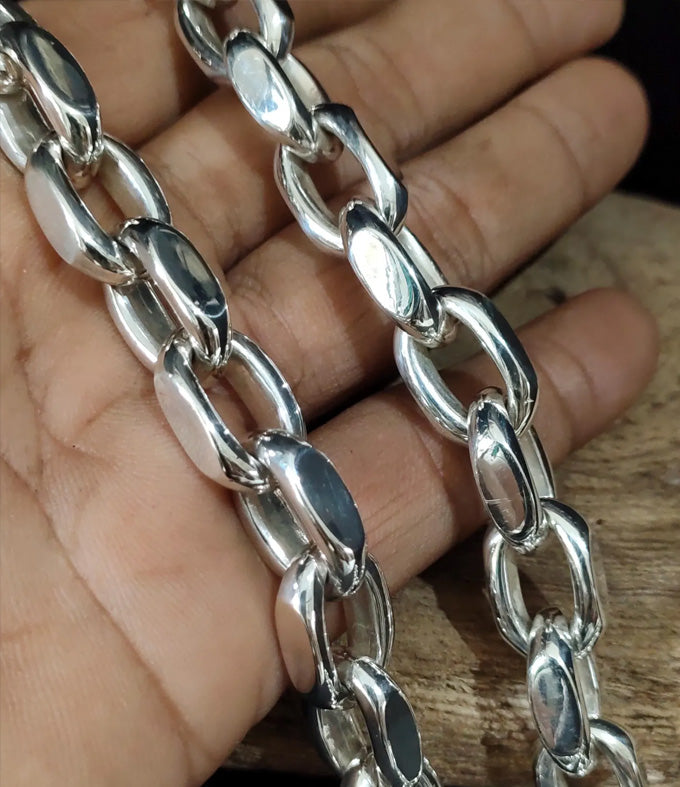 Heavy 999 Silver Anchor Chain Necklace - Handmade Mens Jewelry