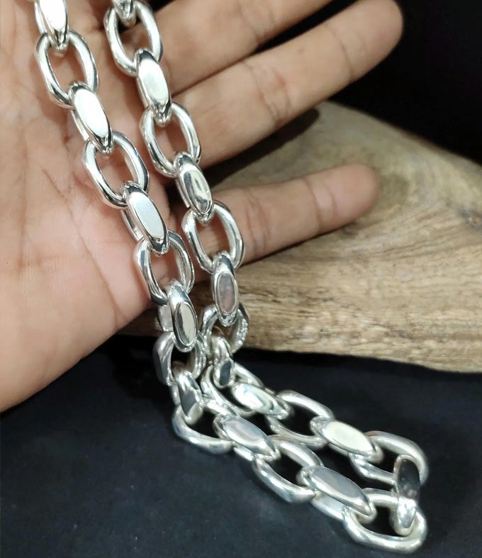 Heavy 999 Silver Anchor Chain Necklace - Handmade Mens Jewelry