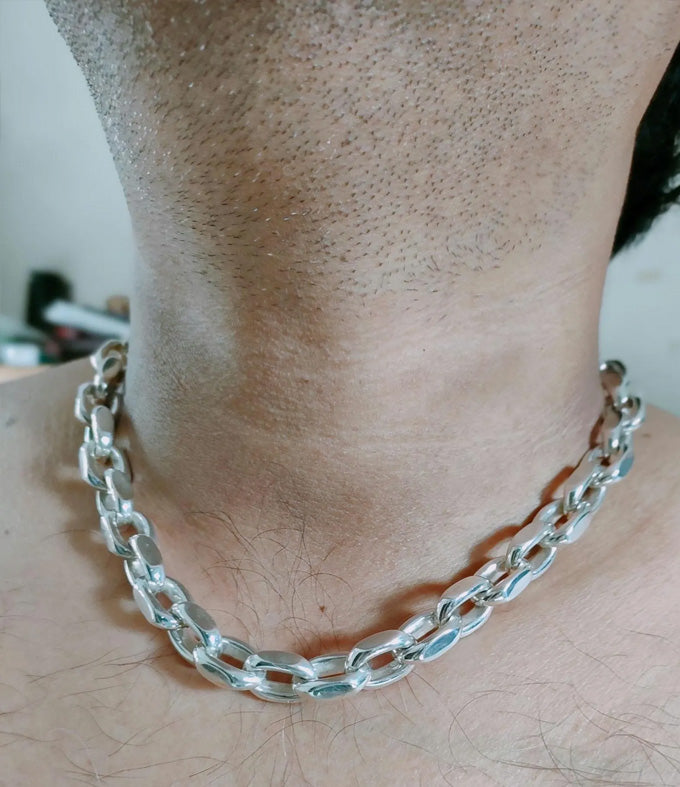 Heavy 999 Silver Anchor Chain Necklace - Handmade Mens Jewelry