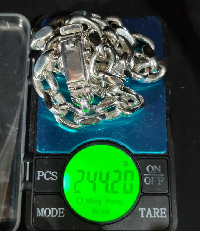 Heavy 999 Silver Anchor Chain Necklace - Handmade Mens Jewelry