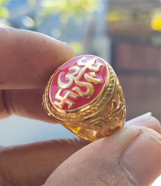 Hindu Men Ring, Tri Sakti symbol, Protect Amulet