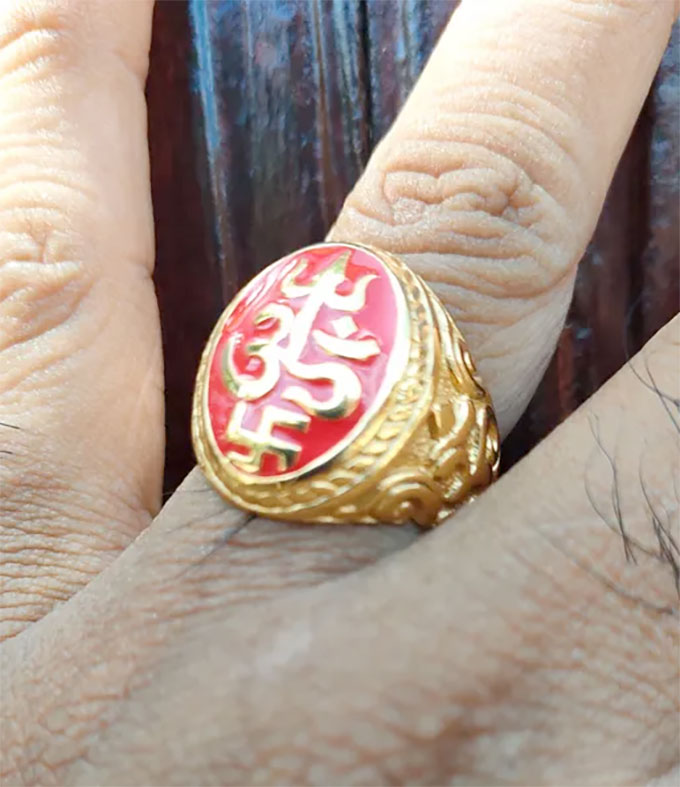 Hindu Men Ring, Tri Sakti symbol, Protect Amulet