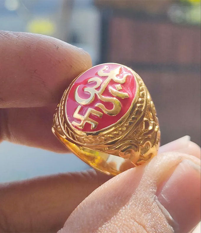 Hindu Men Ring, Tri Sakti symbol, Protect Amulet