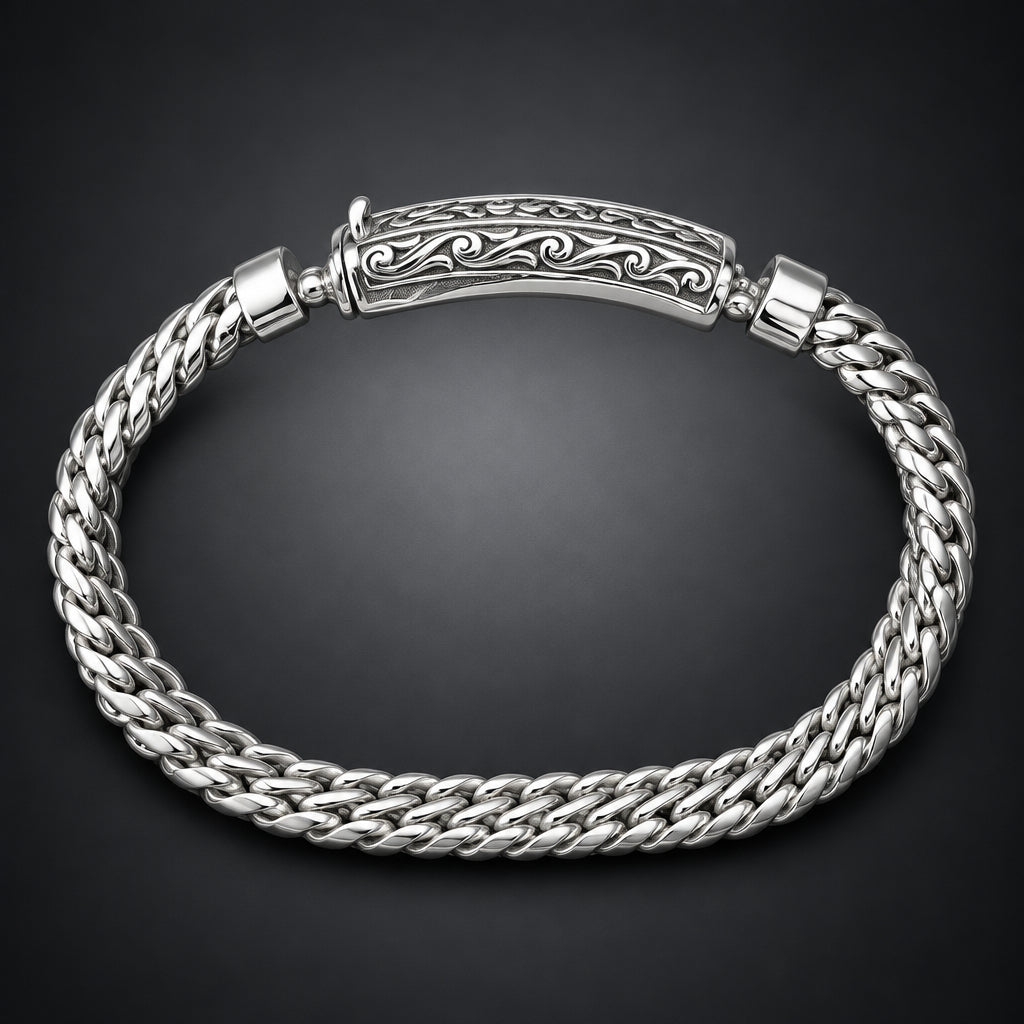 Handcrafted 999 Fine Silver Tri Sakti Trishul Bracelet