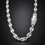 Men’s 14mm 999 Pure Silver Marine Anchor Link Necklace, Heavyweight