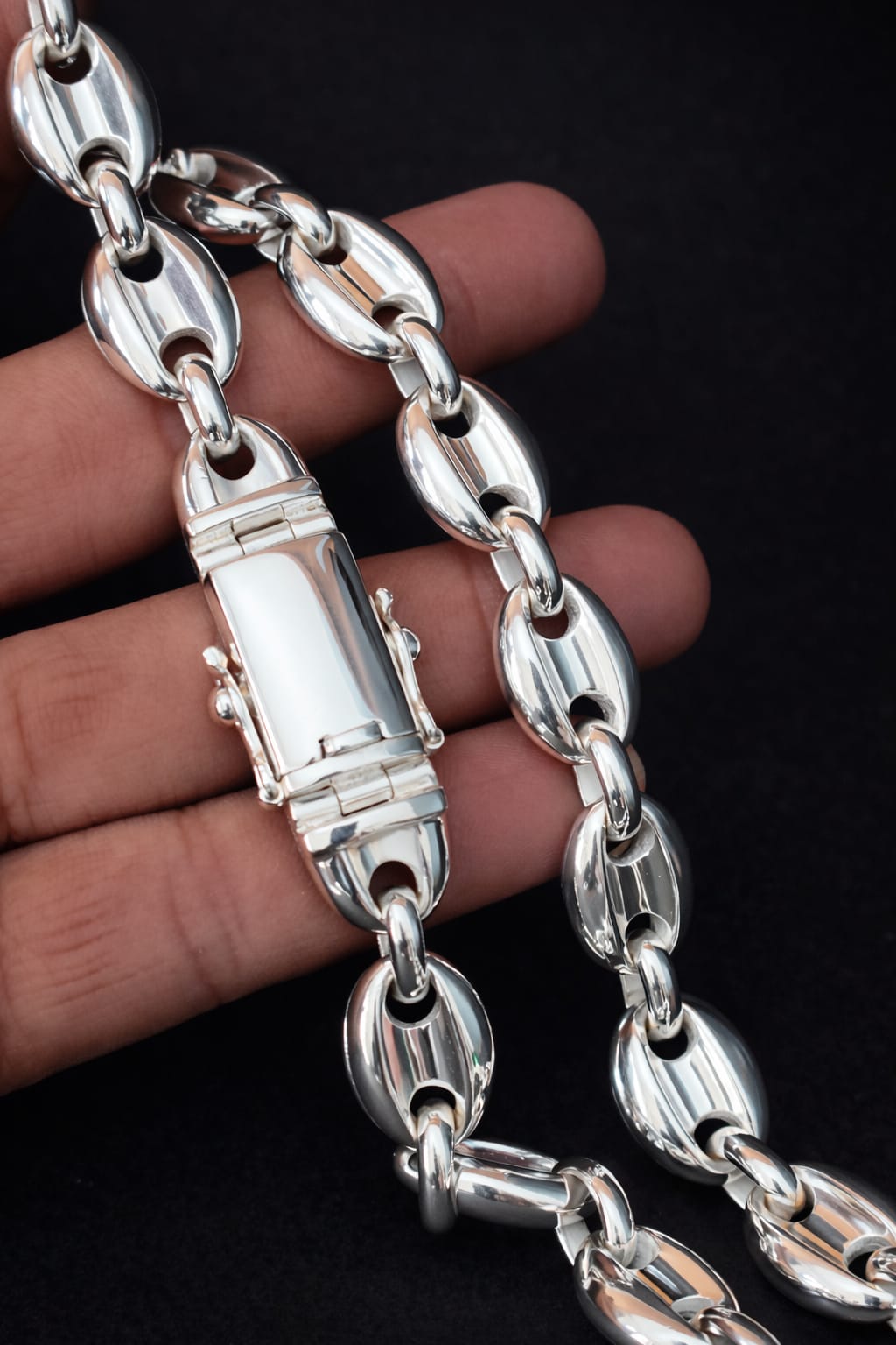 14 mm Heavy 999 Silver Anchor Chain Necklace - Handmade Men's Jewelry