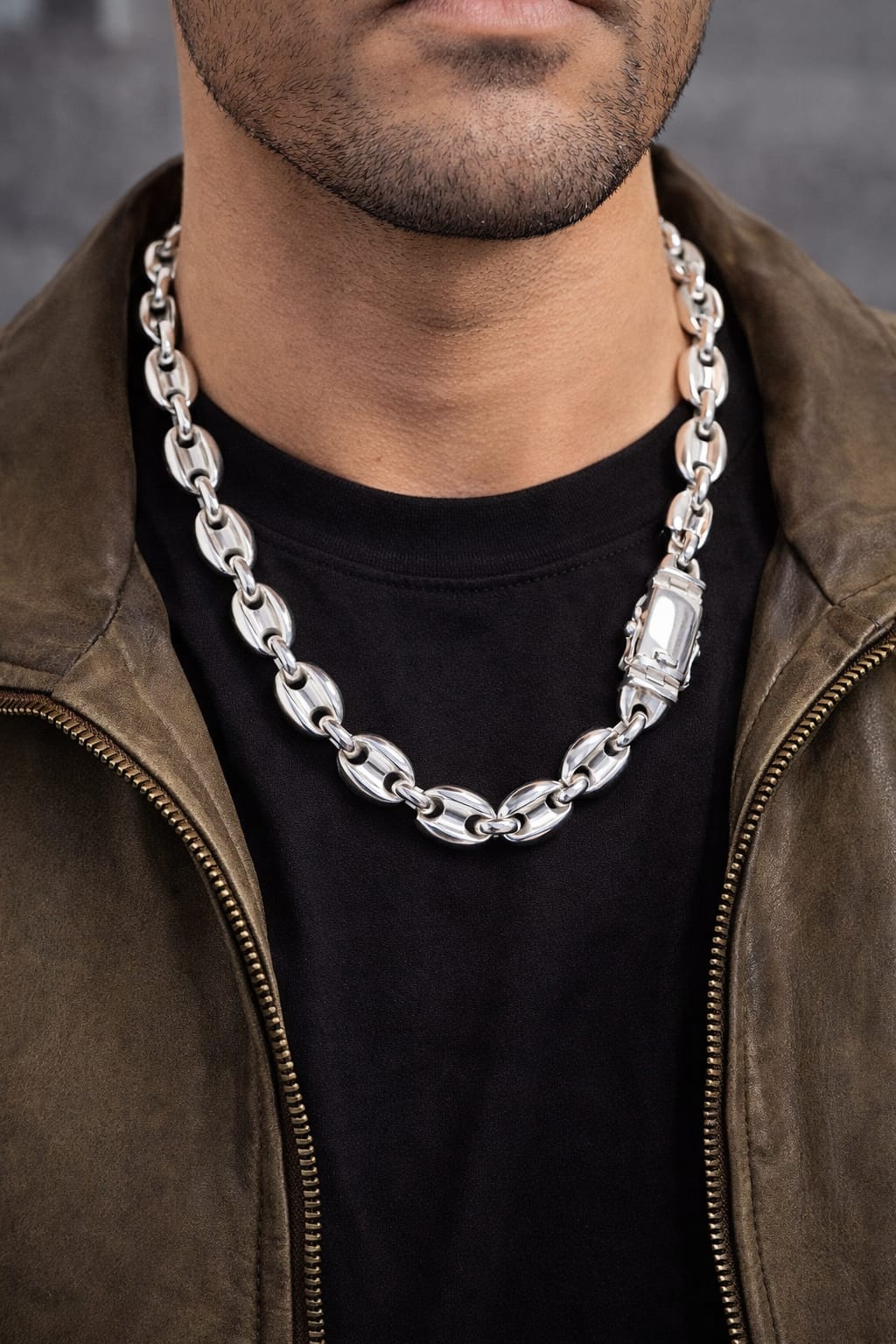 14 mm Heavy 999 Silver Anchor Chain Necklace - Handmade Men's Jewelry