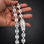 Men’s 14mm 999 Pure Silver Marine Anchor Link Necklace, Heavyweight
