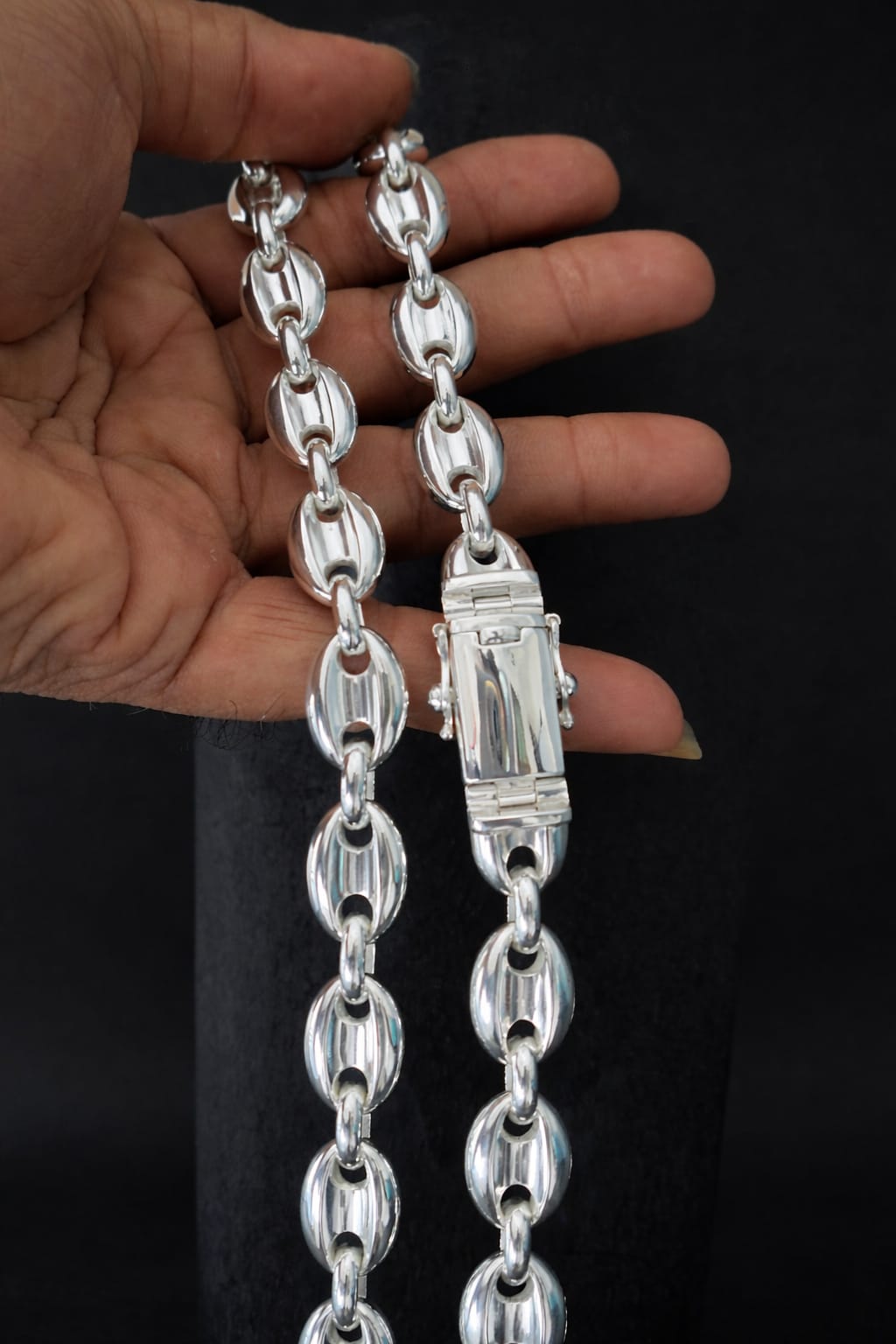 14 mm Heavy 999 Silver Anchor Chain Necklace - Handmade Men's Jewelry