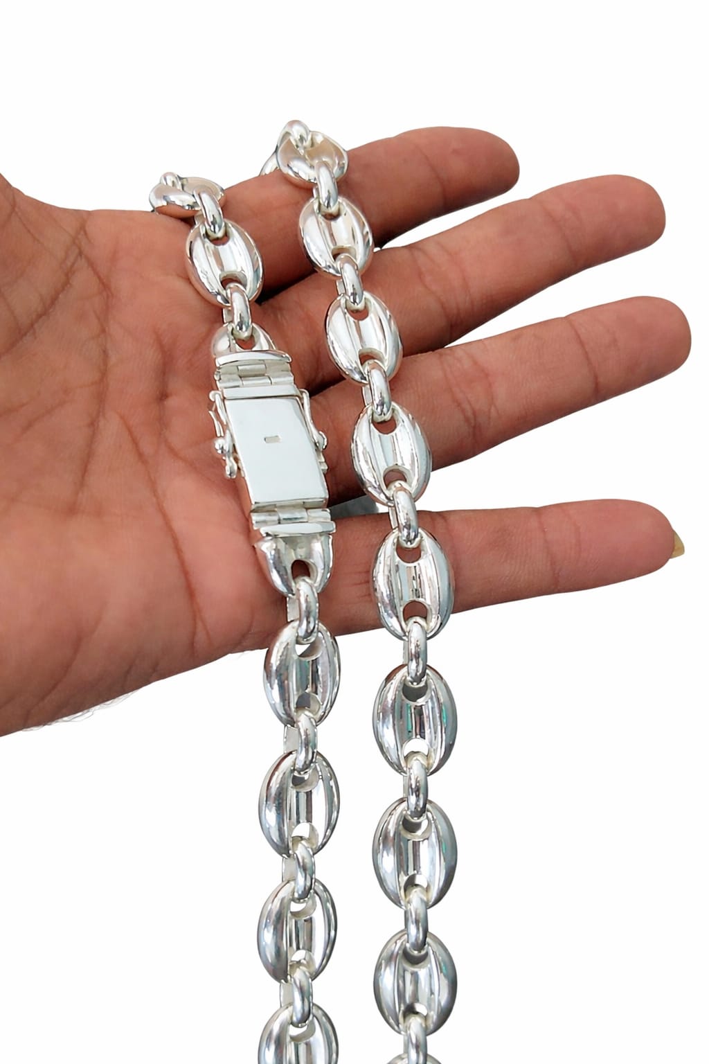 14 mm Heavy 999 Silver Anchor Chain Necklace - Handmade Men's Jewelry