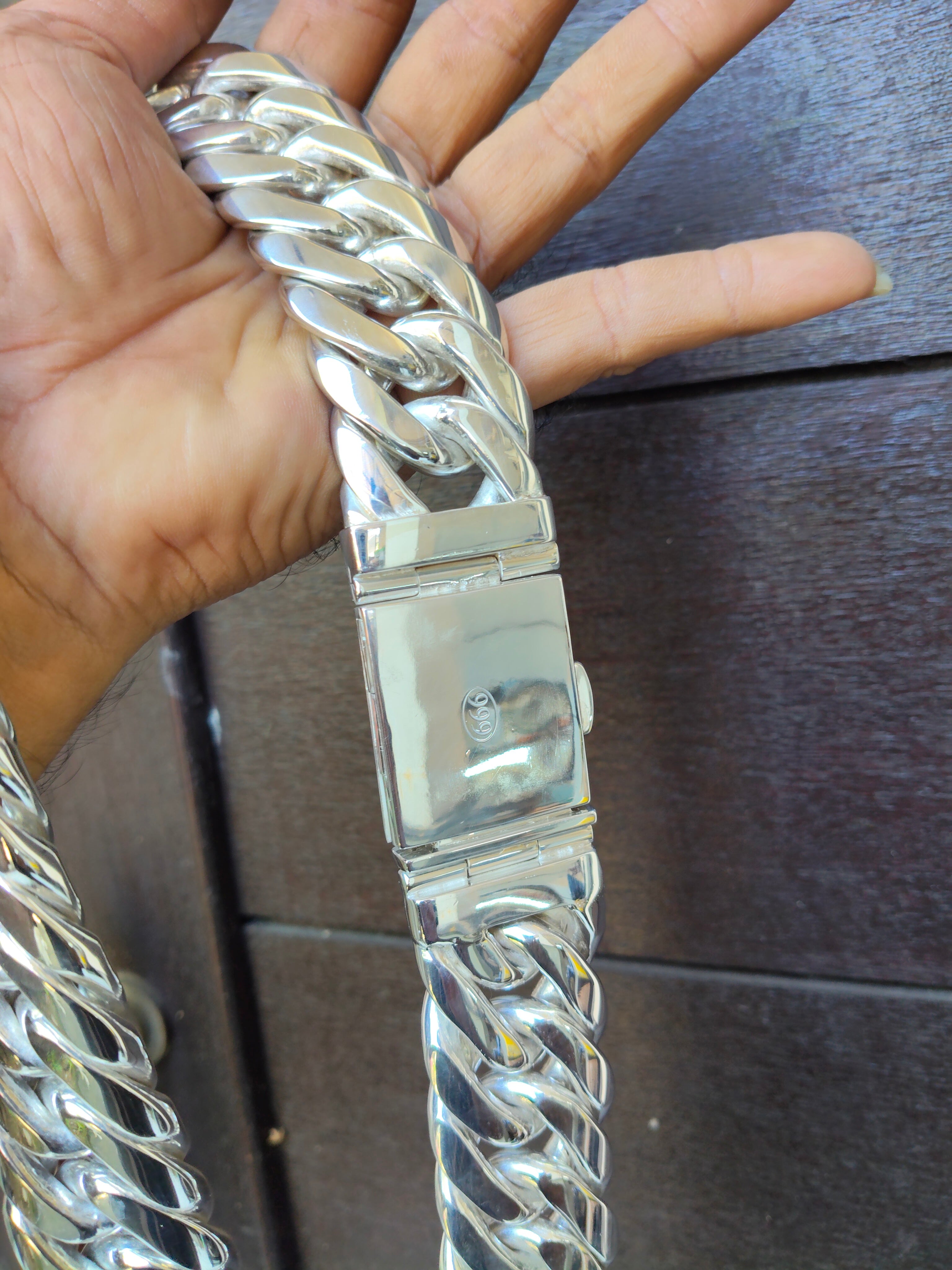 2 kilo 999 Silver Curb Link Chain - Chunky Men's Necklace